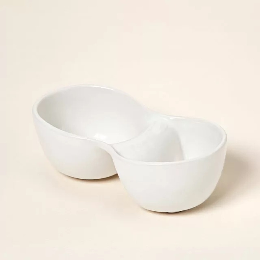 Uncommon Goods Ooma Bowl | White | Two Bowls in One | NWT